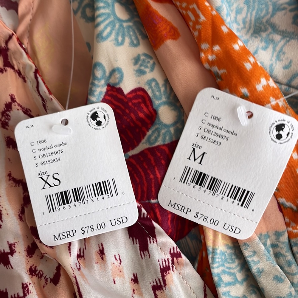 NWT! Free People XS,S,M Tied to You Tank. Tropical combo. $78 - Picture 13 of 14